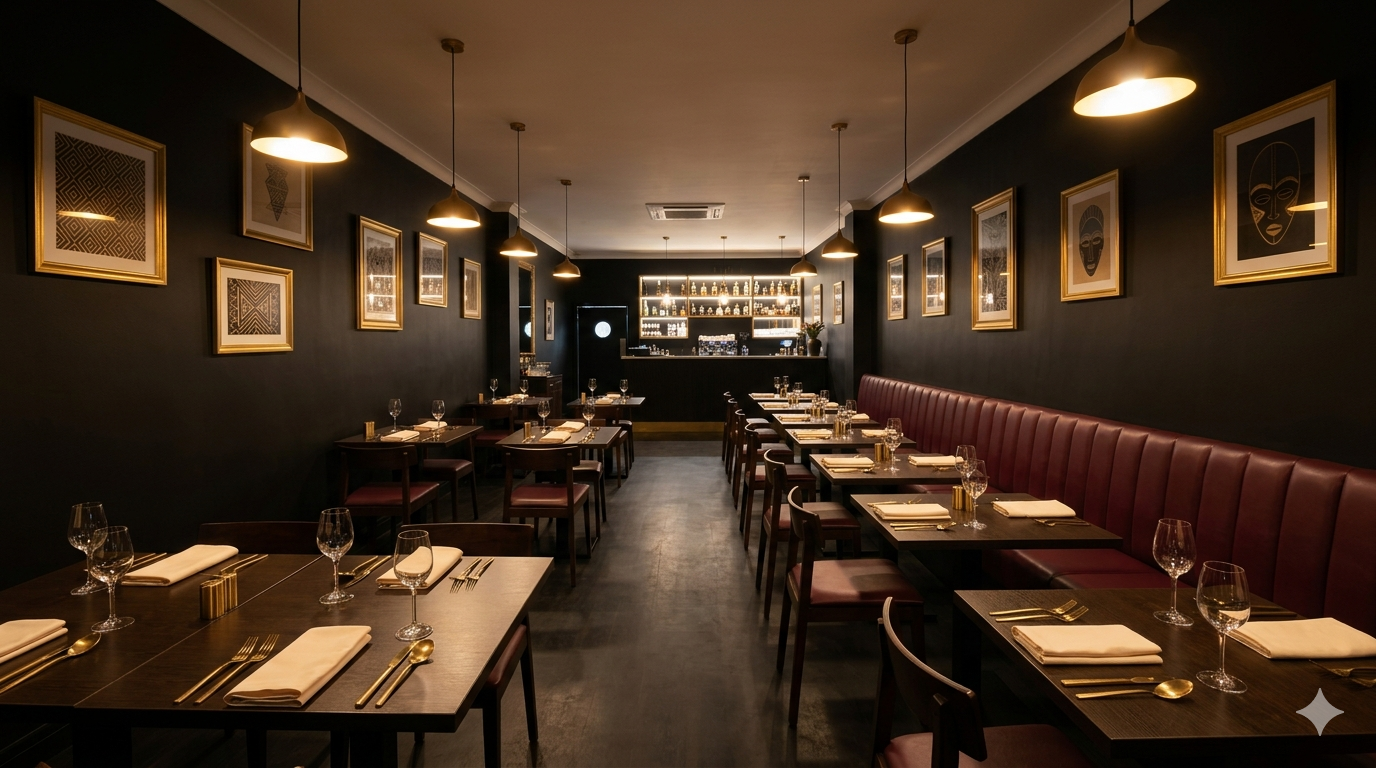 Deluxe Manna dining room with warm ambient lighting